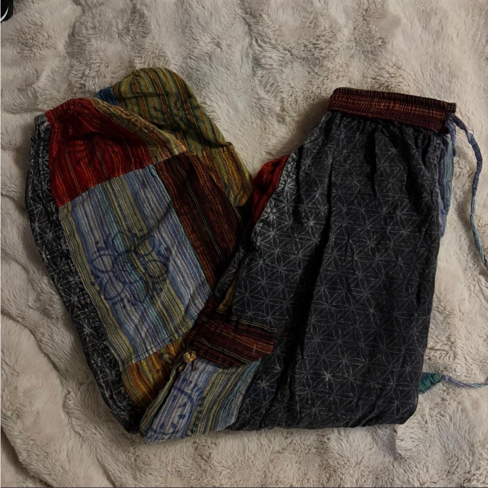 Boho Multicolor Patchwork Cargo Pants - image 2